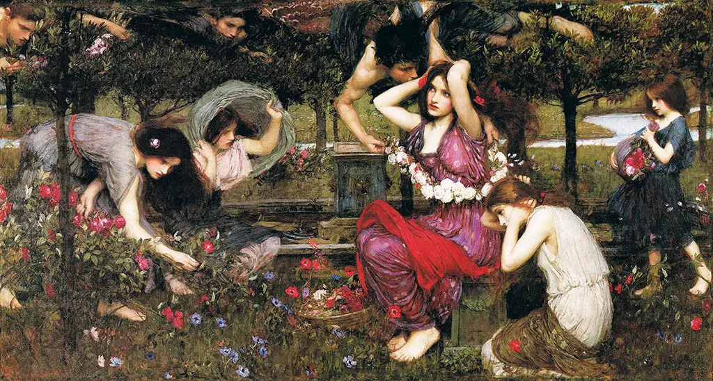 Flora and the Zephyrs in Detail John William Waterhouse